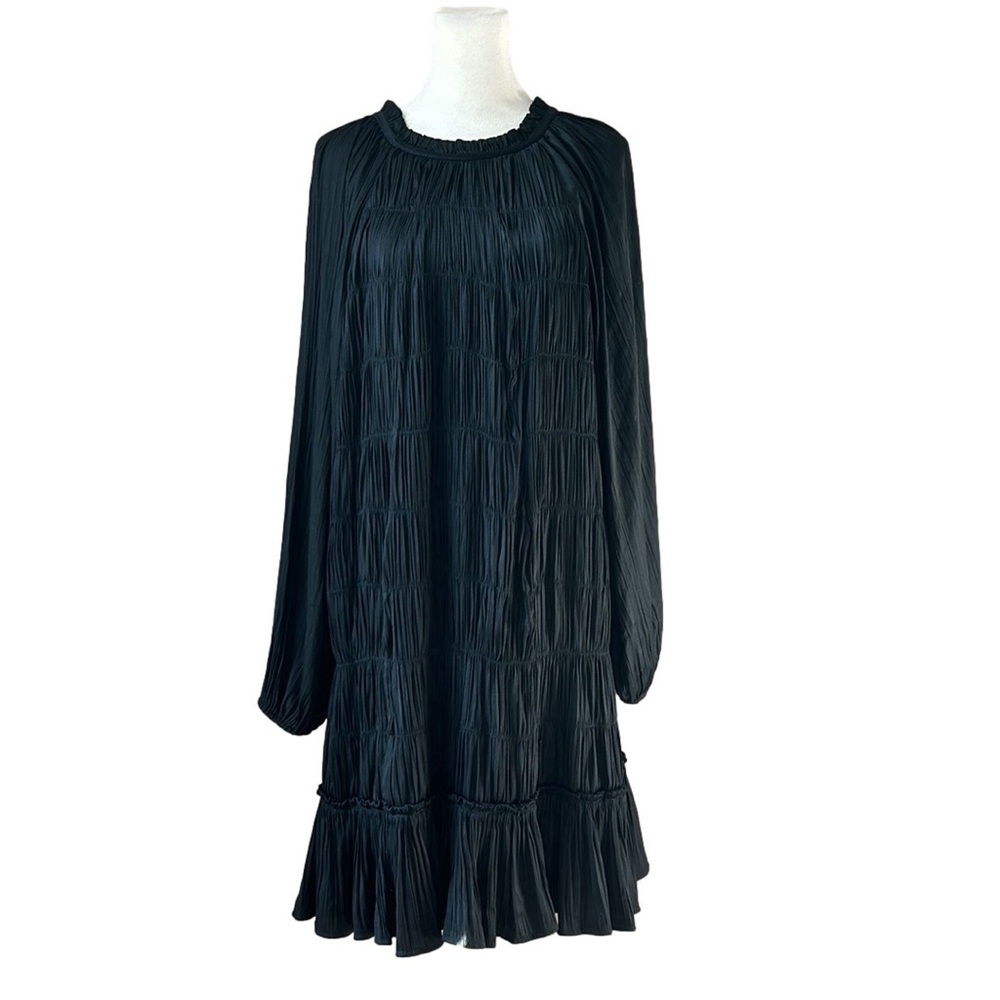 Anthropologie Maeve  Black Plisse Mini Dress